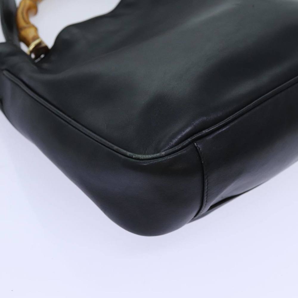 GUCCI Bamboo Shoulder Bag Leather 2way Black Auth 70623 - Picture 9 of 16